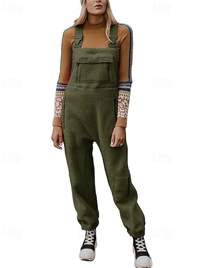 Streetwear Regular Solid U Neck Sleeveless Jumpsuit - Image 1