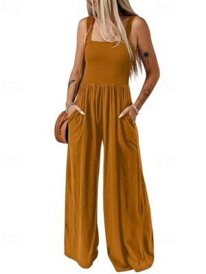 Streetwear Regular Solid U Neck Sleeveless Jumpsuit - Image 12