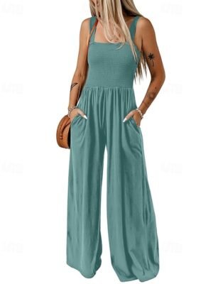Streetwear Regular Solid U Neck Sleeveless Jumpsuit - Image 14