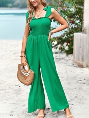 Streetwear Regular Solid U Neck Sleeveless Jumpsuit - Image 16