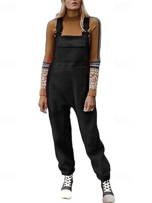 Streetwear Regular Solid U Neck Sleeveless Jumpsuit - Image 3