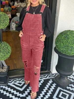 Streetwear Regular Solid U Neck Sleeveless Jumpsuit - Image 4