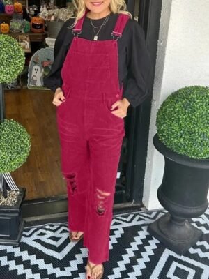 Streetwear Regular Solid U Neck Sleeveless Jumpsuit - Image 5