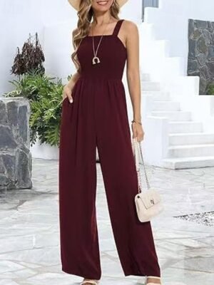 Streetwear Regular Solid U Neck Sleeveless Summer Jumpsuit - Image 5