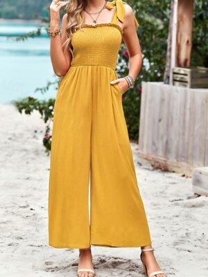 Streetwear Regular Solid U Neck Sleeveless Jumpsuit - Image 6