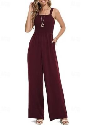 Streetwear Regular Solid U Neck Sleeveless Summer Jumpsuit - Image 6