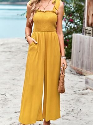 Streetwear Regular Solid U Neck Sleeveless Jumpsuit - Image 7