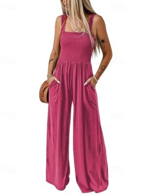Streetwear Regular Solid U Neck Sleeveless Jumpsuit - Image 7