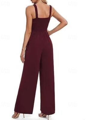Streetwear Regular Solid U Neck Sleeveless Summer Jumpsuit - Image 7