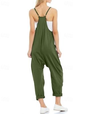 Streetwear Regular Solid V Neck Sleeveless Jumpsuit - Image 18