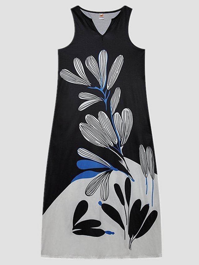 Stylish A Line Floral V Neck Sleeveless Maxi Dress - Image 2