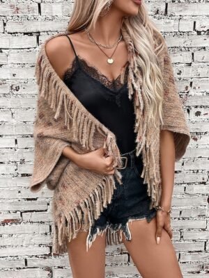 Stylish Casual Animal Open Front Sleeveless Regular Knit Shrug - Image 1