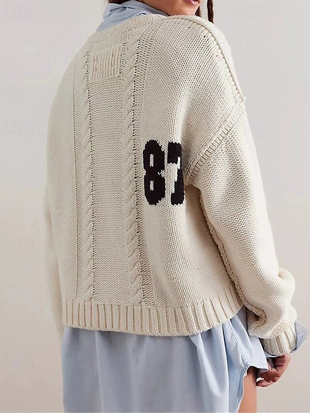 Stylish Casual Print Crew Neck Long Sleeve Regular Sweater - Image 2