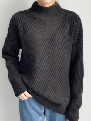 Stylish Casual Regular Fit Solid Stand Collar Long Sleeve Pullover - Image 6