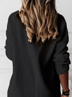 Stylish Casual Solid V Neck Long Sleeve Knit Top - Image 9