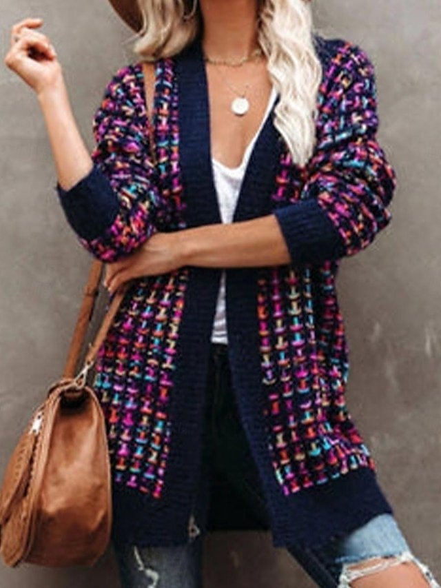 Stylish Loose Gradient Open Front Long Sleeve Long Cardigan - Image 2