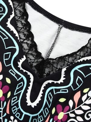 Stylish Loose Pure Colour V Neck 3/4 Sleeve Mini Dress - Image 4