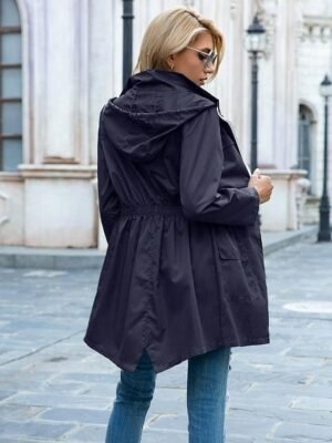 Stylish Loose Solid Full Zip Long Sleeve Casual Jacket - Image 7