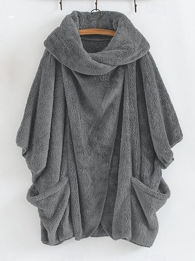 Stylish Loose Solid Long Sleeve Irregular Hem Coat - Image 2