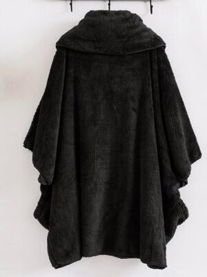 Stylish Loose Solid Long Sleeve Irregular Hem Coat - Image 4