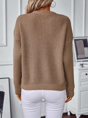 Stylish Modern Long Sleeve Black Sweater - Image 2