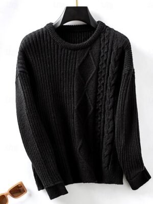 Stylish Modern Long Sleeve Black Sweater - Image 4