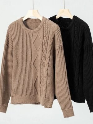 Stylish Modern Long Sleeve Black Sweater - Image 6