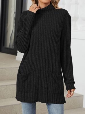 Stylish Modern Loose Black Long Sleeve Blouse - Image 8