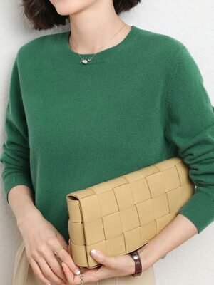 Stylish Oversized Solid Ribbed Crew Neck Long Sleeve Pullover Jumper - Image 5