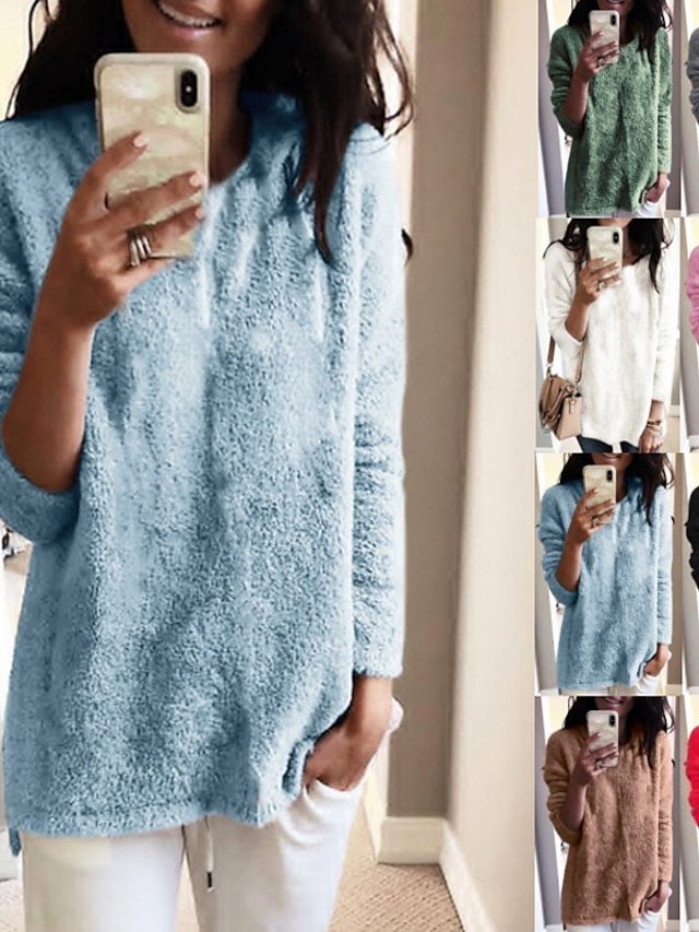 Stylish Oversized Solid Turtleneck Long Sleeve Knit Sweater - Image 1