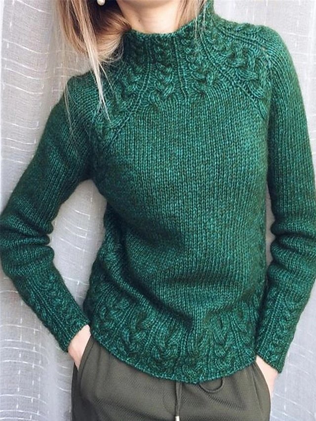 Stylish Oversized Solid Turtleneck Long Sleeve Jumper - Image 1