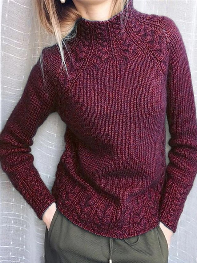 Stylish Oversized Solid Turtleneck Long Sleeve Jumper - Image 2