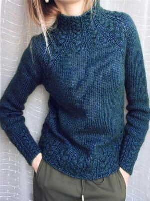 Stylish Oversized Solid Turtleneck Long Sleeve Jumper - Image 3