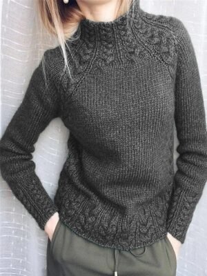 Stylish Oversized Solid Turtleneck Long Sleeve Jumper - Image 4