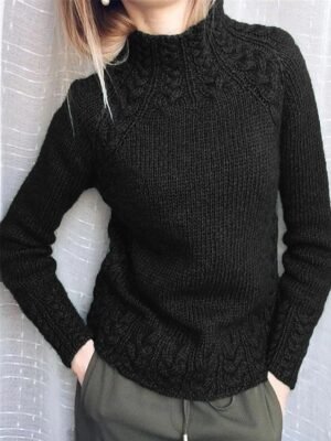 Stylish Oversized Solid Turtleneck Long Sleeve Jumper - Image 5