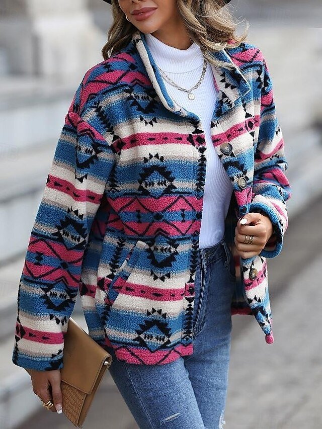 Stylish Regular Fit Geometric Stand Collar Long Sleeve Slim Fit Jacket - Image 2