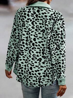 Stylish Regular Fit Leopard Print Long Sleeve Jacket - Image 2