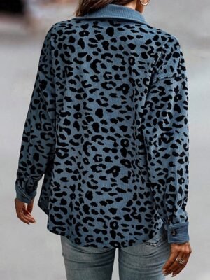 Stylish Regular Fit Leopard Print Long Sleeve Jacket - Image 4