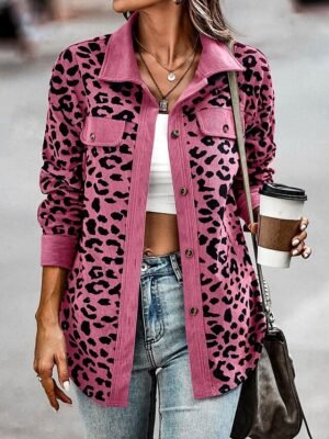 Stylish Regular Fit Leopard Print Long Sleeve Jacket - Image 6
