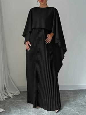 Stylish Regular Fit Plain Crew Neck Long Sleeve Maxi Dress - Image 9