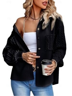 Stylish Regular Fit Plain Long Sleeve Long Coat - Image 3