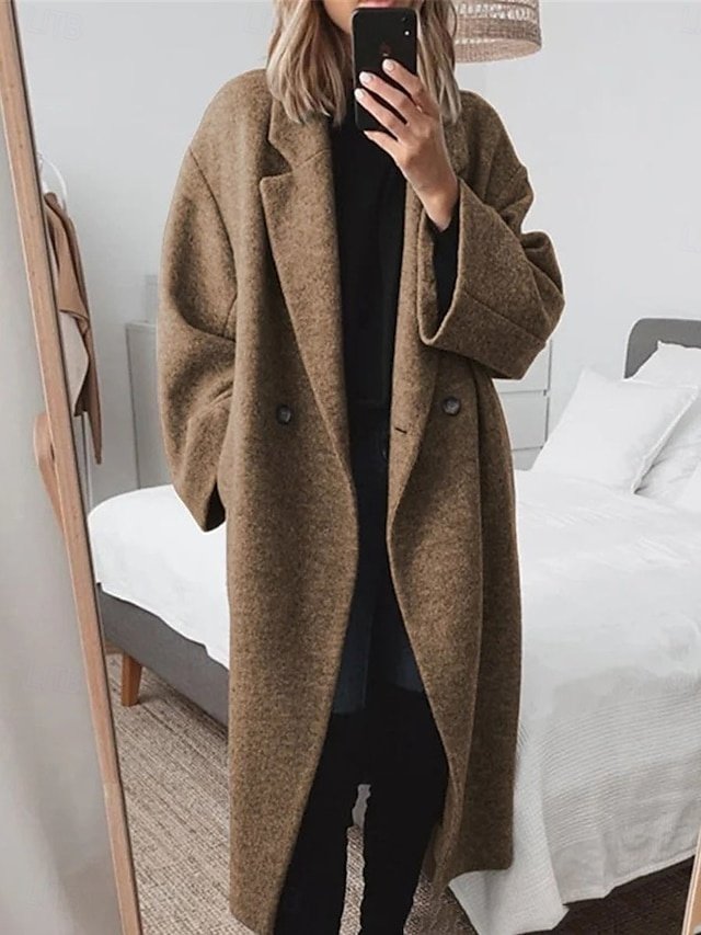 Stylish Regular Fit Plain Long Sleeve Winter Coat - Image 2