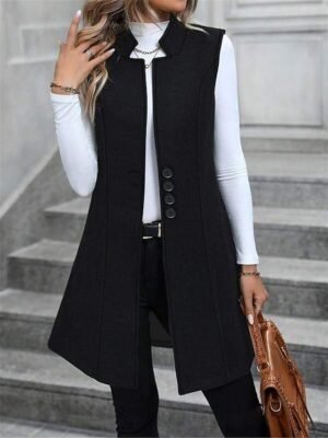 Stylish Regular Fit Plain Sleeveless Vest - Image 1