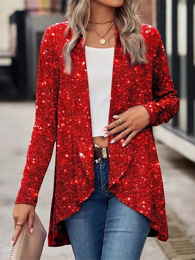 Stylish Regular Fit Sequin Long Sleeve Jacket - Image 1