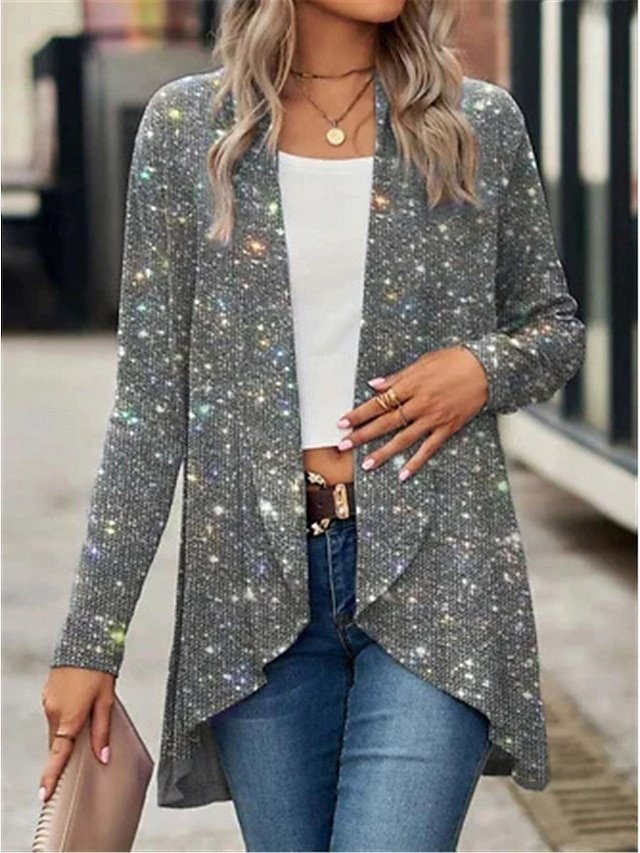 Stylish Regular Fit Sequin Long Sleeve Jacket - Image 2