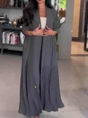 Stylish Regular Fit Solid Colour Long Sleeve Maxi Coat - Image 1