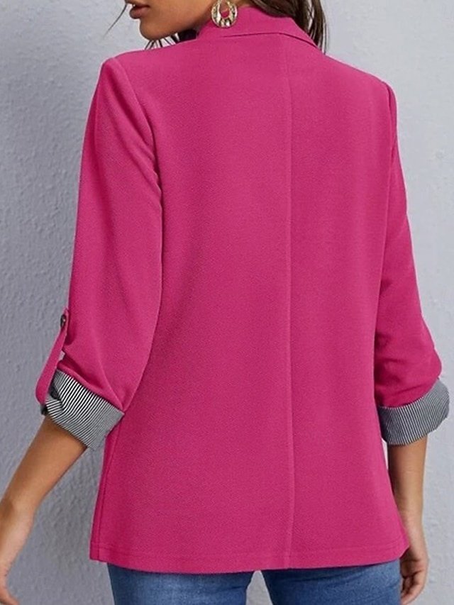 Stylish Regular Fit Solid Colour Long Sleeve Blazer - Image 2