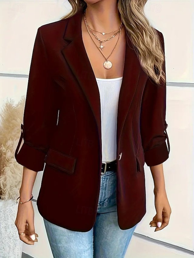 Stylish Regular Fit Solid Colour Long Sleeve Blazer - Image 2
