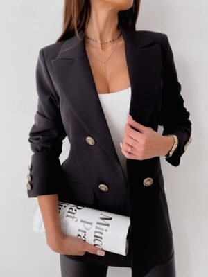 Stylish Regular Fit Solid Colour Long Sleeve Winter Blazer - Image 2