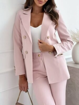 Stylish Regular Fit Solid Colour Long Sleeve Winter Blazer - Image 5